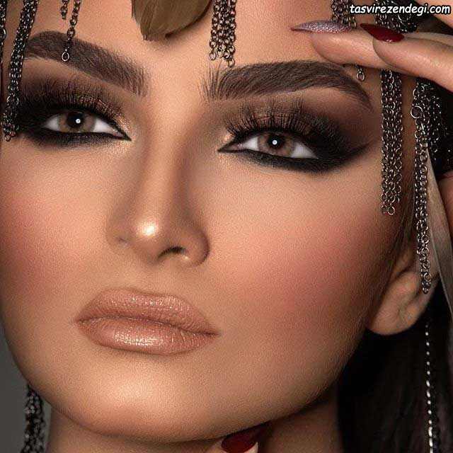مدل آرایش خلیجی و آرایش چشم عربی غلیظ عروس